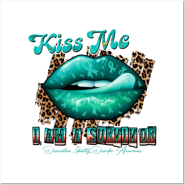 Dissociative Identity Disorder Awareness Ribbon Lips Kiss Me I am A Survivor Supporting GIft for Fighter Wall Art by JerryCompton5879